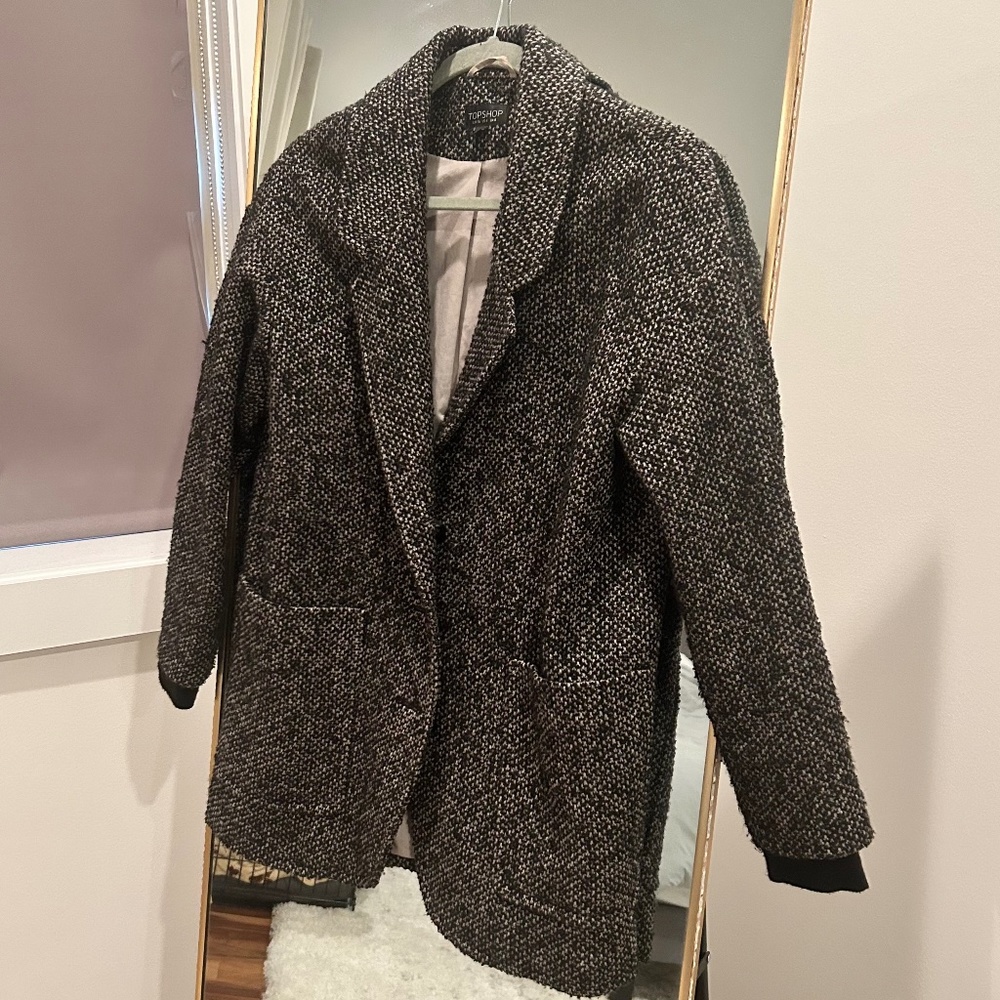 Tweed Grey/Black Jacket from Topshop